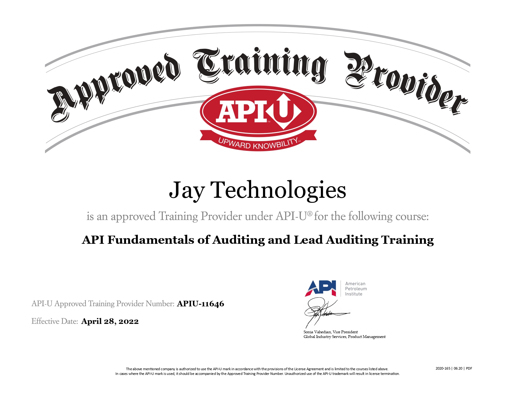 API Fundamentals of Auditing & Lead Auditing
